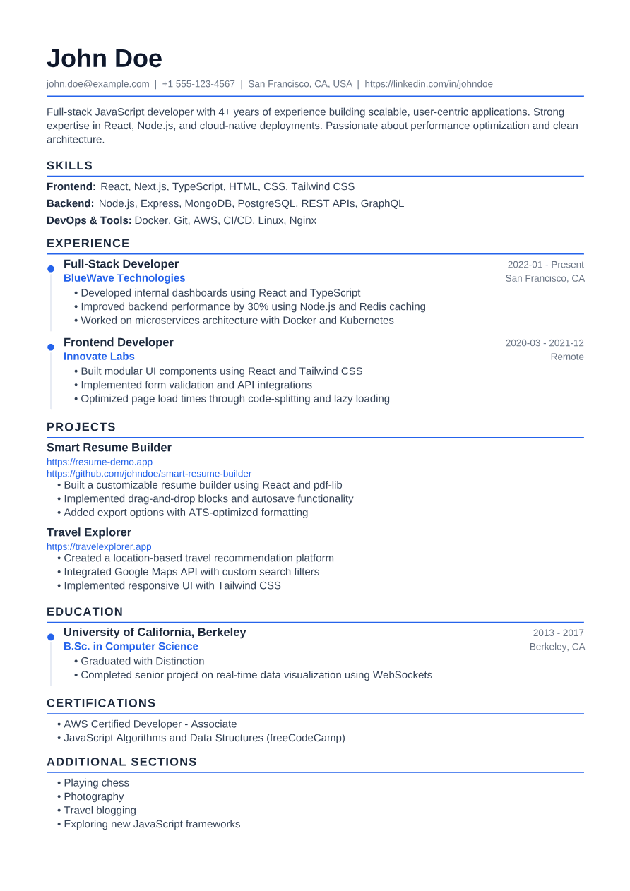 Timeline Pro resume template